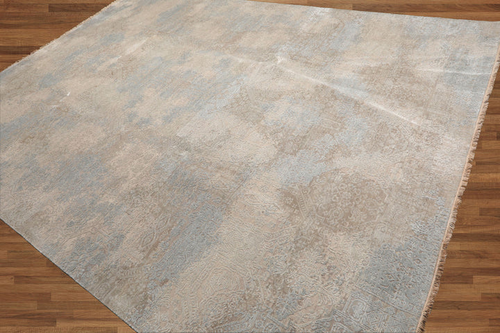 Celeste Rugs 9x12 Sherpa Hand Knotted 100% Wool Oriental Area Rug Gray & Turquoise Modern Contemporary Design