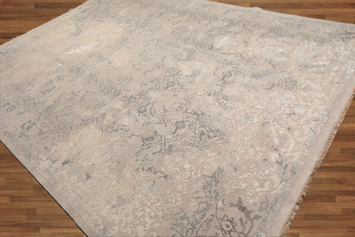 Celeste Rugs 9x12 Sherpa Hand Knotted Wool & Silk Oriental Area Rug Sophisticated Beige & Gray Contemporary Modern Design