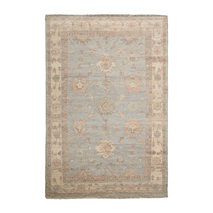 Celeste Rugs Vegetable Dyes Muted Afghan Oushak Hand Knotted Slate 6x9 Traditional Wool Area Rug
