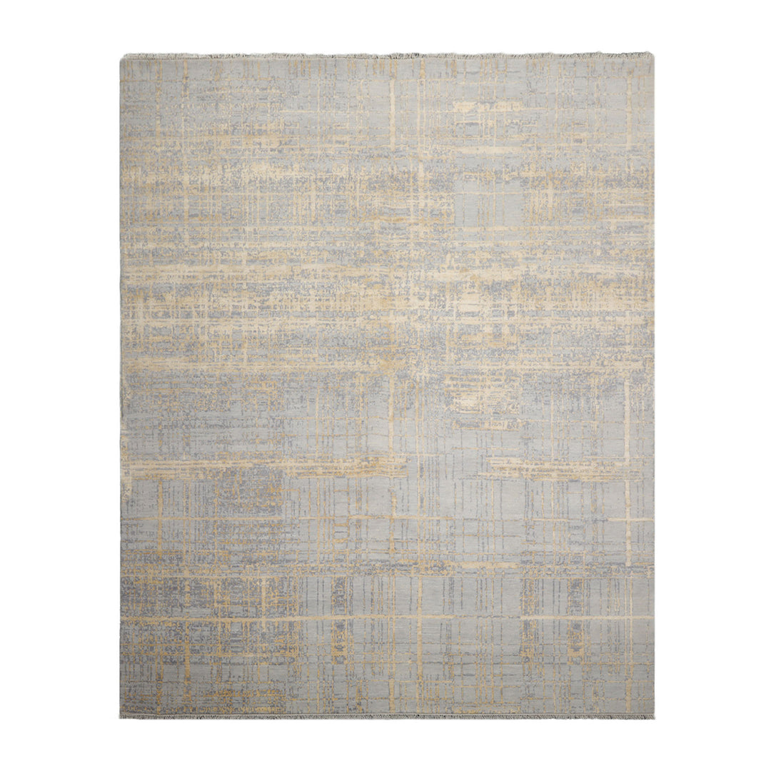 Celeste Rugs Tibetan Sherpa 8x10 Hand Knotted Wool & Silk Modern & Contemporary Oriental Area Rug Slate Gray Color