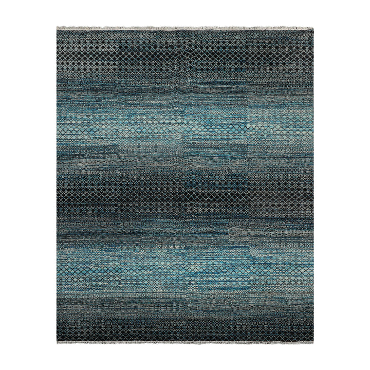 Celeste Rugs 8x10 Hand Knotted Grass 100% Wool Modern & Contemporary Oriental Area Rug Blue Charcoal Color