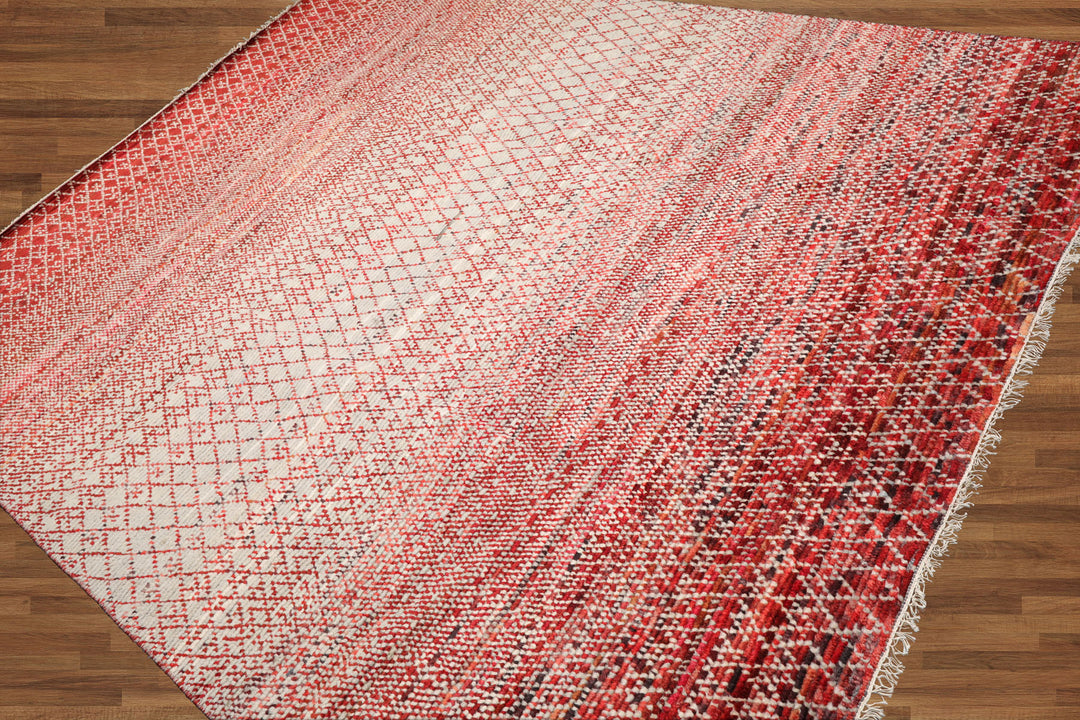 Celeste Rugs 8x10 Grass Hand Knotted 100% Wool Oriental Area Rug Beige & Red Traditional Design