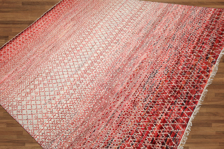 Celeste Rugs 8x10 Grass Hand Knotted 100% Wool Oriental Area Rug Beige & Red Traditional Design