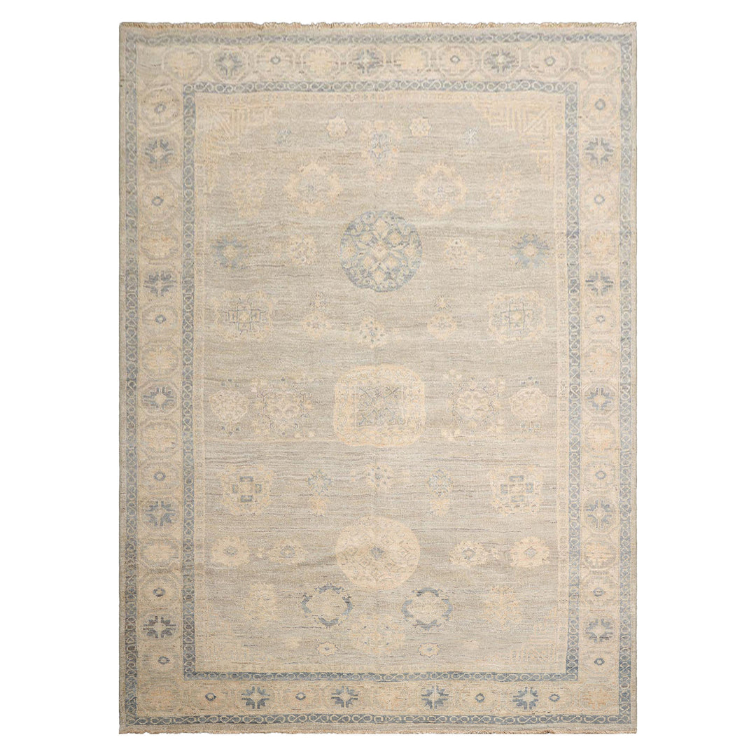 8x10 Hand Knotted Afghan Oushak 100% Wool Oriental Area Rug Gray Beige Color