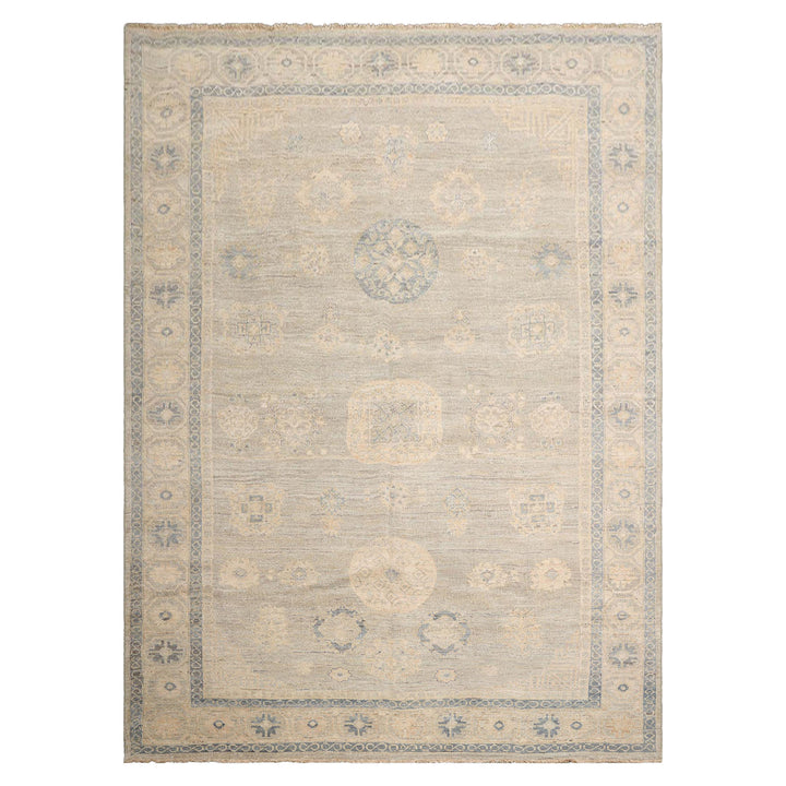 8x10 Hand Knotted Afghan Oushak 100% Wool Oriental Area Rug Gray Beige Color
