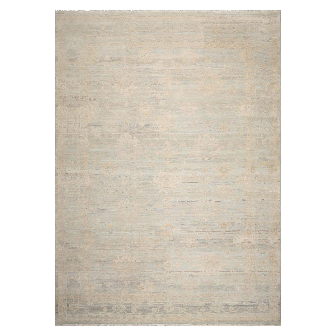 10x14 Hand Knotted Afghan Oushak 100% Wool Oriental Area Rug Mint Beige Color