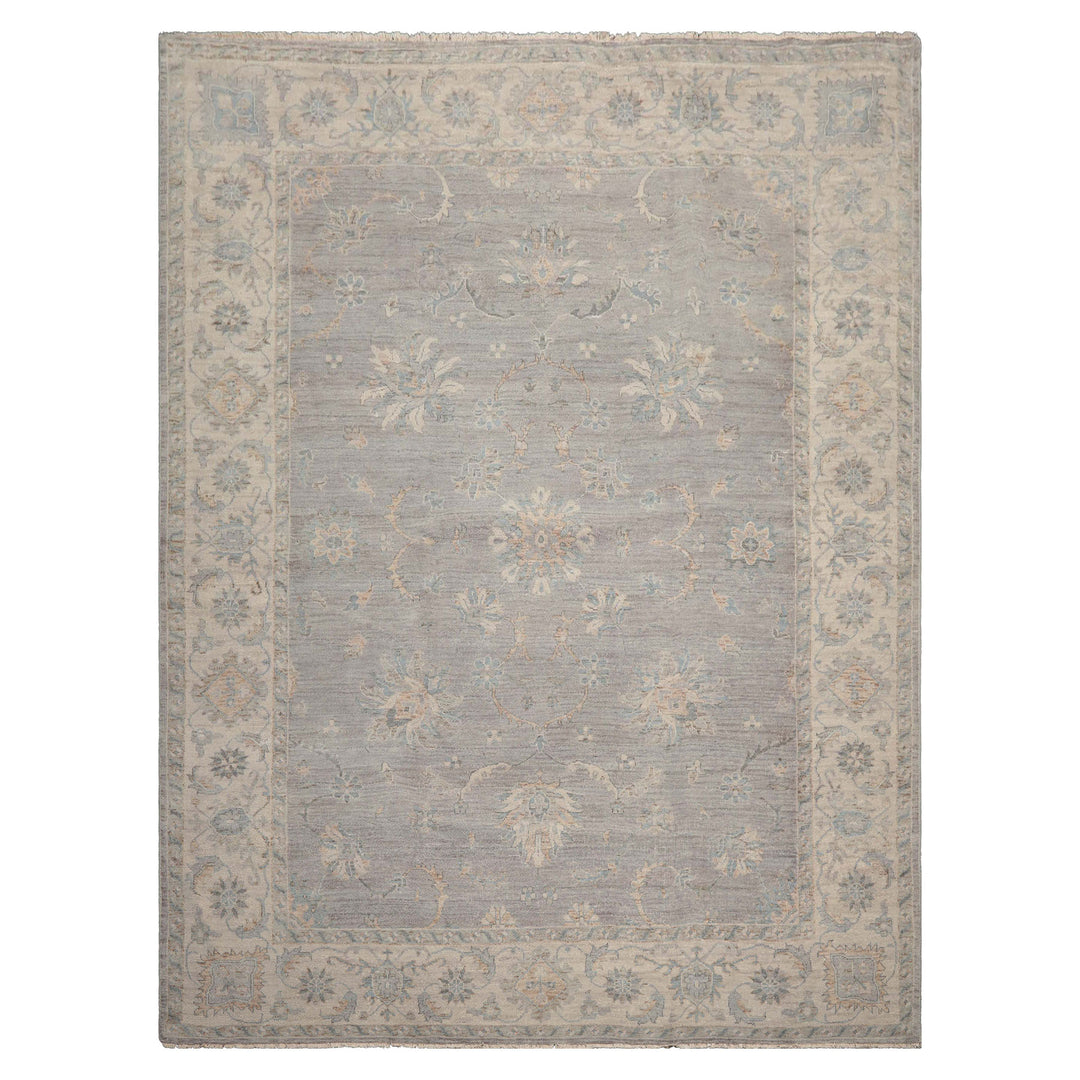 9x12 Hand Knotted Afghan Oushak 100% Wool Oriental Area Rug Gray Beige Color