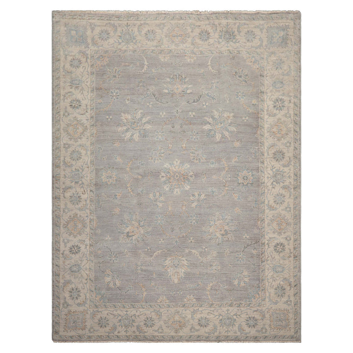 9x12 Hand Knotted Afghan Oushak 100% Wool Oriental Area Rug Gray Beige Color