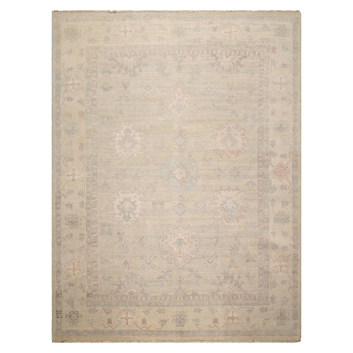 Celeste Rug 9'x12' Moss 100% Wool Afghan Oushak Rug Hand-Knotted Traditional Oriental Design