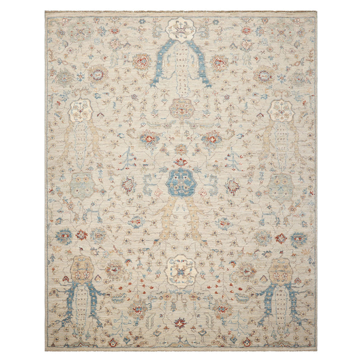 Celeste Rug 8'x10' Beige 100% Wool Khyber Rug Hand-Knotted Traditional Oriental Design