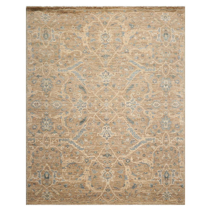 Celeste Rug 8'x10' Beige 100% Wool Khyber Area Rug Hand-Knotted Traditional Oriental Design