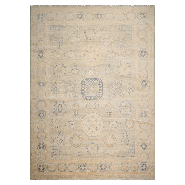 Celeste Rug 10'x14' Gray 100% Wool Afghan Oushak Rug Hand-Knotted Traditional Oriental Design