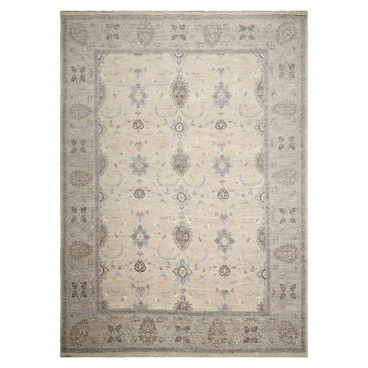 Celeste Rug 10'x14' Beige 100% Wool Khyber Rug Hand-Knotted Traditional Oriental Design