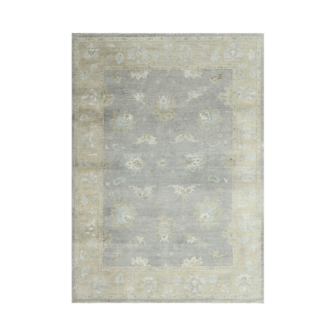 Celeste Rugs Hand Knotted Multi Size Indo Oushak 100% Wool Area Rug Traditional Oriental Design Blue & Beige.