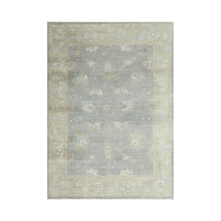 Celeste Rugs Hand Knotted Multi Size Indo Oushak 100% Wool Area Rug Traditional Oriental Design Blue & Beige.