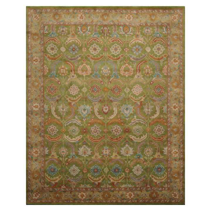 Celeste Rugs 8'x10' Green, Tan Hand Knotted Transitional LoomBloom Arts & Crafts Wool Oriental Area Rug