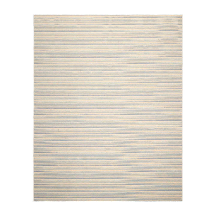 Multi Size Ivory Beige Blue Color Hand Tufted Striped New Zealand Wool Contemporary Oriental Rug