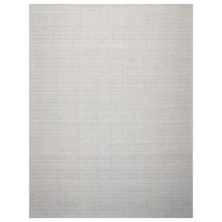 Multi Size Ivory Navy Color Hand Woven Herringbone New Zealand Wool Contemporary Oriental Rug