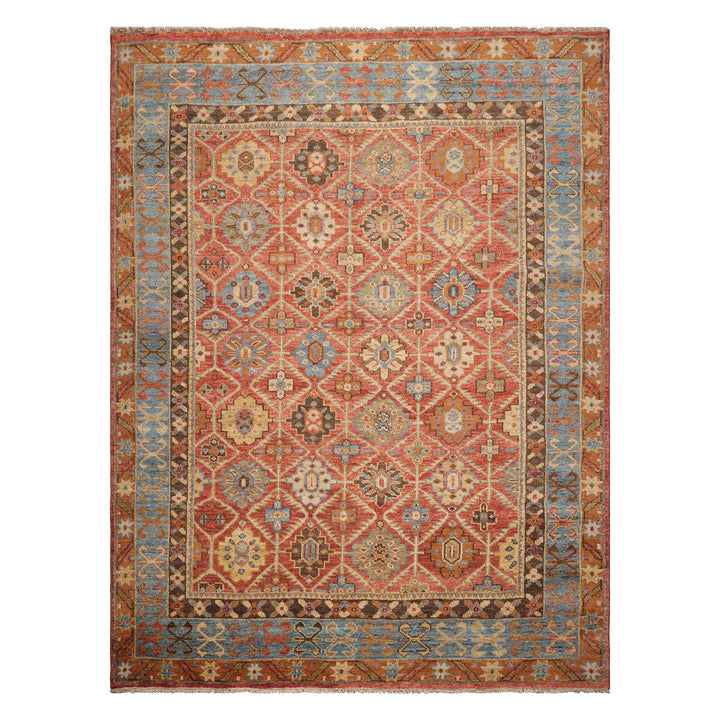 Celeste Rug Multi Sizes Hand Knotted Burnt Orange Wool Oriental Area Rug with Transitional Geometric Design