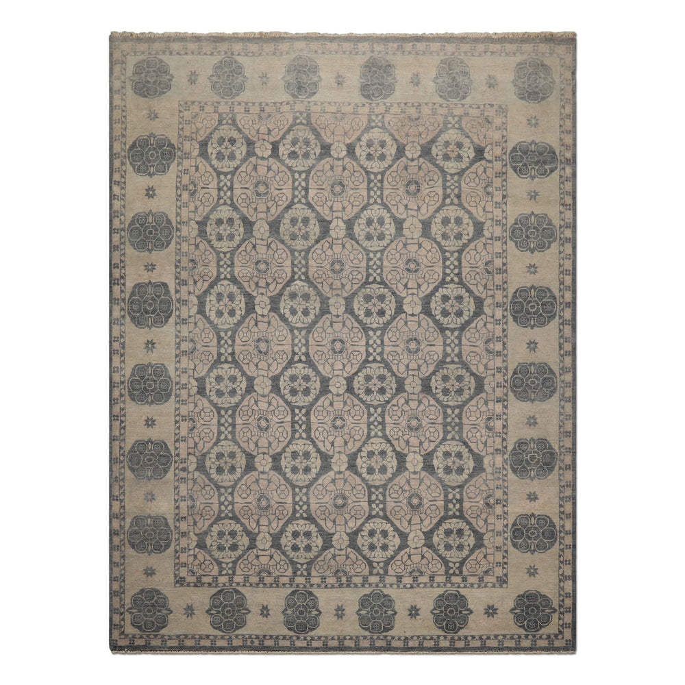 8x10 Gray, Beige, Blush Color Hand Knotted  Wool Transitional Oriental Rug