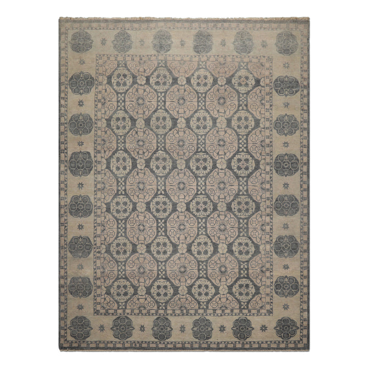8x10 Gray, Beige, Blush Color Hand Knotted  Wool Transitional Oriental Rug