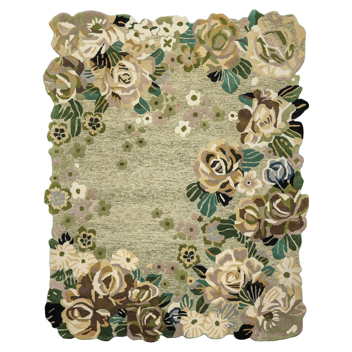 8x10 Sage, Ivory, Taupe Color Hand Tufted Irregular Rug Wool Modern & Contemporary Oriental Rug