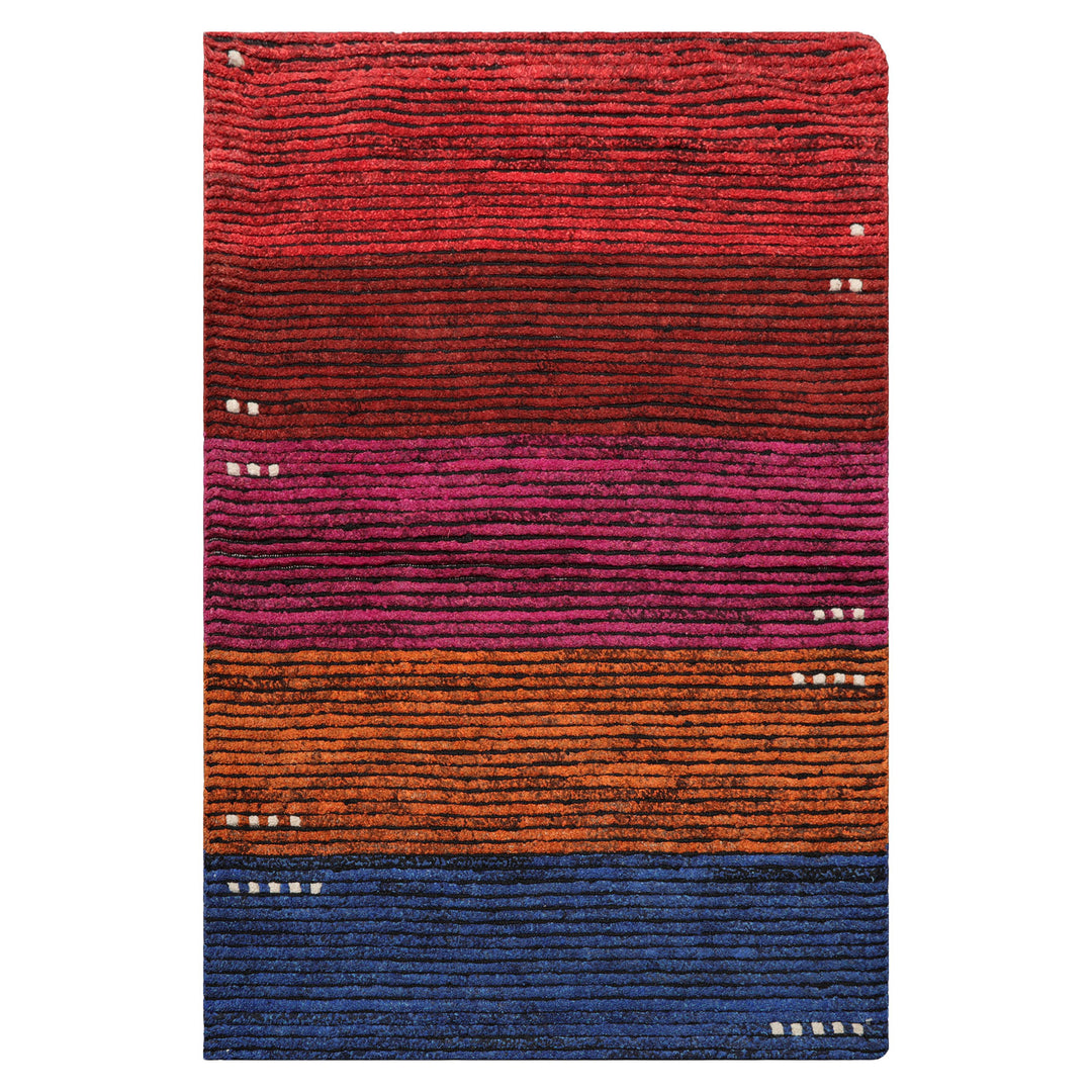 Celeste Rugs  Tufenkian 3'3''x5' Orange Hand-Knotted Tibetan Wool Modern Oriental Area Rug