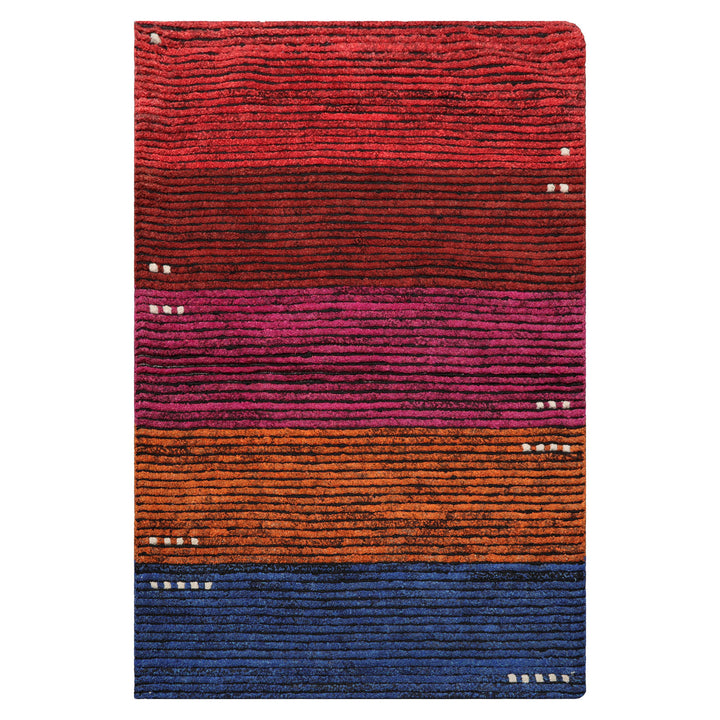 Celeste Rugs  Tufenkian 3'3''x5' Orange Hand-Knotted Tibetan Wool Modern Oriental Area Rug