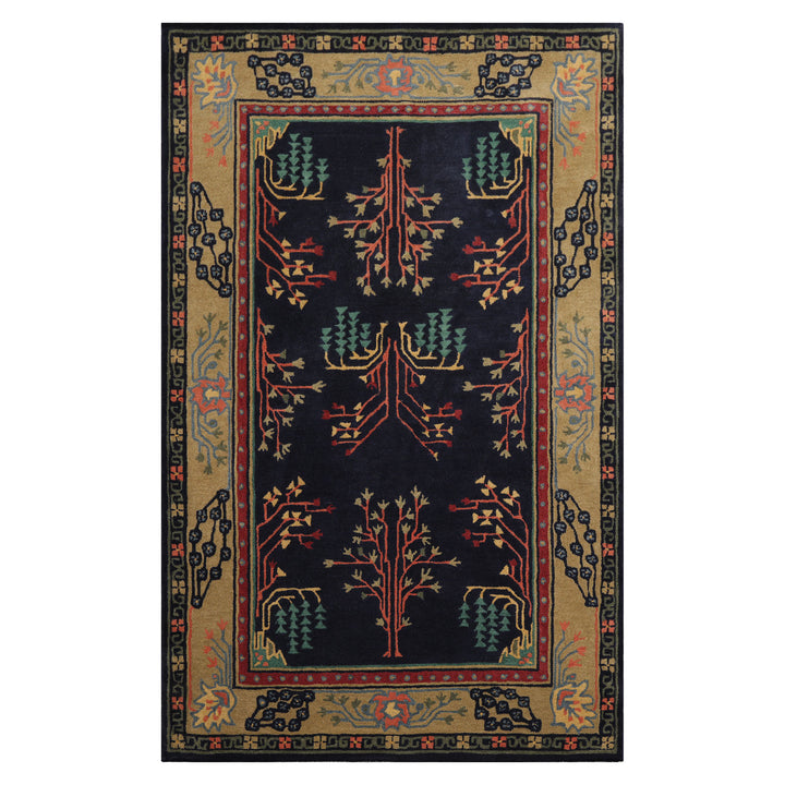Celeste Rugs Hand Tufted Arts & Crafts/Mission Multi Sizes Midnight Blue Donegal  Wool Oriental Area Rug