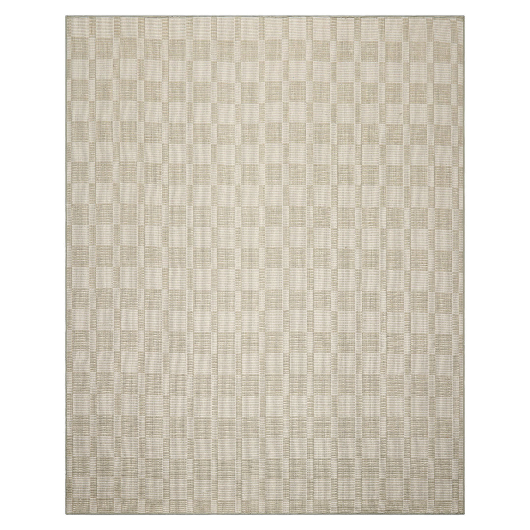 Multi Size Green White Color Hand Loomed Flatweave Wool Modern Oriental Rug