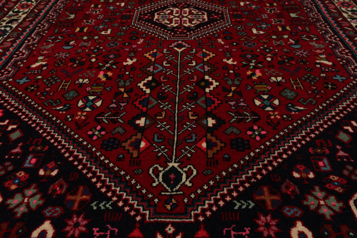 3x5 Red, Navy, Ivory Color Hand Knotted Abadeh Wool & Silk Traditional Oriental Rug