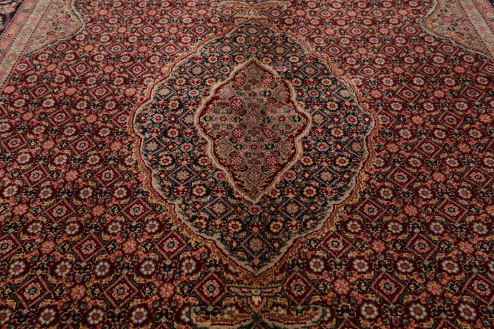 4x6 Red, Navy, Green Color Hand Knotted Tabriz Wool & Silk Traditional Oriental Rug