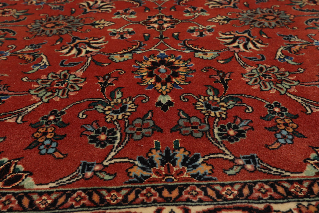 3x6 Burnt Orange, Ivory, Aqua Color Hand Knotted Bidjar Wool & Silk Traditional Oriental Rug