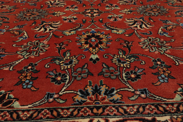 3x6 Burnt Orange, Ivory, Aqua Color Hand Knotted Bidjar Wool & Silk Traditional Oriental Rug