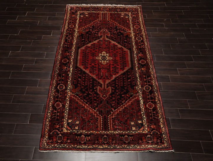 5x10 Rust, Ivory, Charcoal Color Hand Knotted Malayer Wool Traditional Oriental Rug