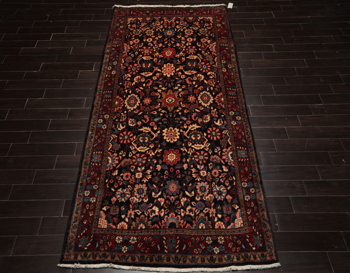 5x11 Midnight Blue, Rust, Ivory Color Hand Knotted Malayer Wool Traditional Oriental Rug