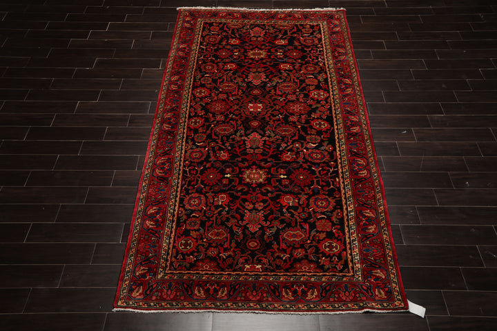 5x10 Midnight Blue, Red, Rust Color Hand Knotted Malayer Wool Traditional Oriental Rug