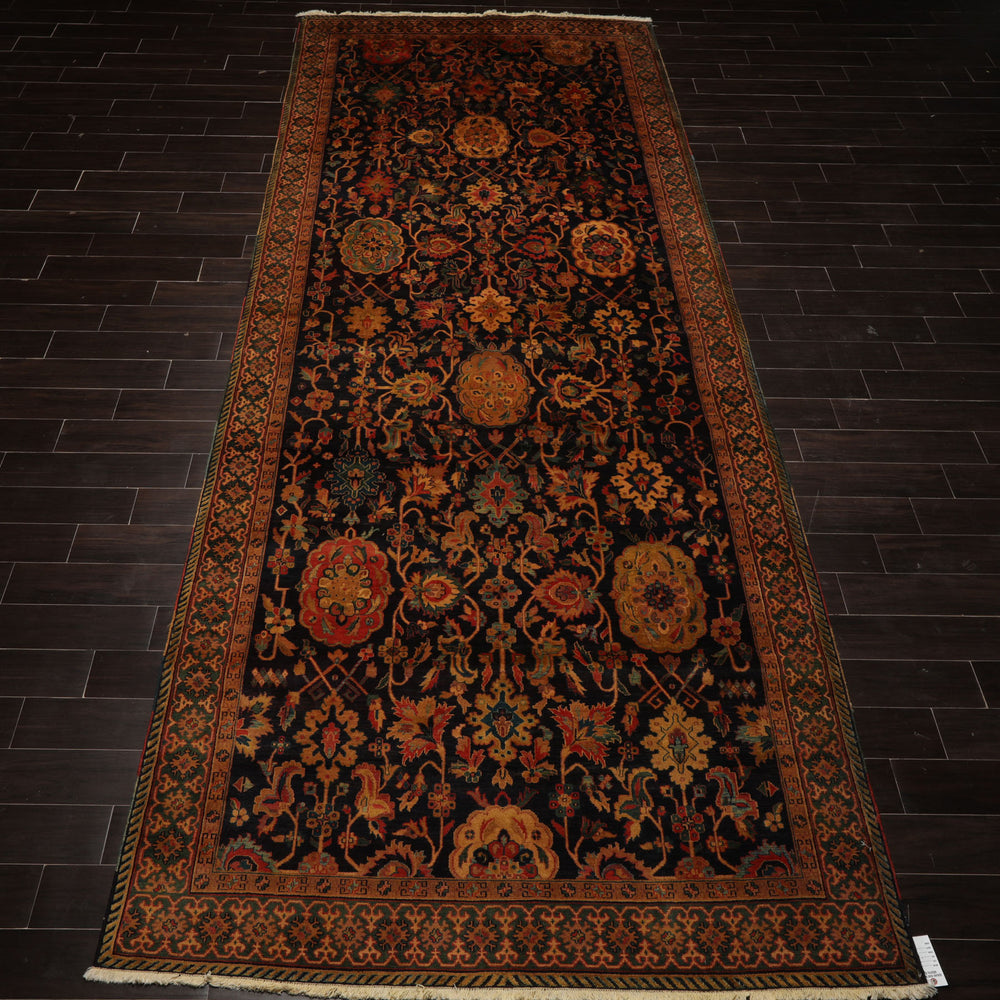 6x15 Dark Blue, Green, Peach Color Hand Knotted Peshawar Wool Traditional Oriental Rug