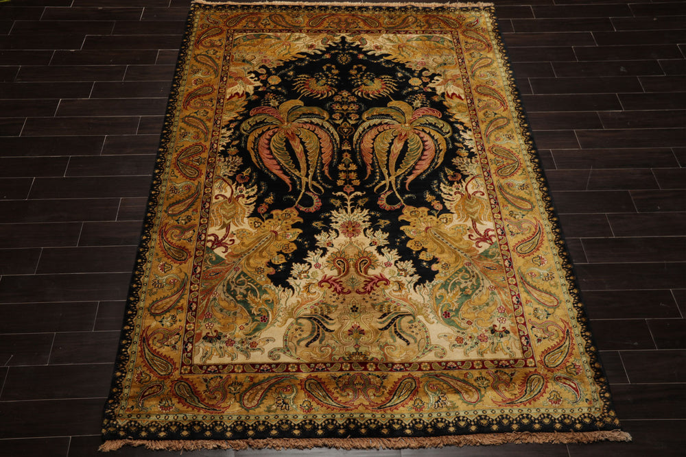 6x 9 Green, Rose, Red Color Hand Knotted Agra New Zealand Wool Traditional Oriental Rug