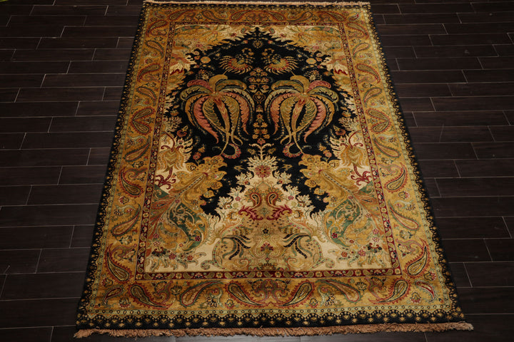 6x 9 Green, Rose, Red Color Hand Knotted Agra New Zealand Wool Traditional Oriental Rug