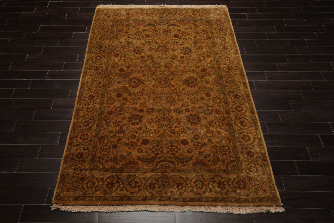 6x9 Caramel, Gold, Lime Color Hand Knotted Agra New Zealand Wool Traditional Oriental Rug