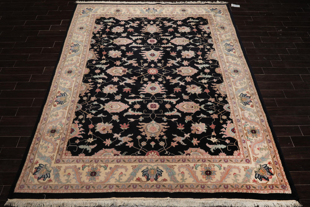 9x12 Black, Ivory, Rose Color Hand Knotted Sulatanabad New Zealand Wool Traditional Oriental Rug