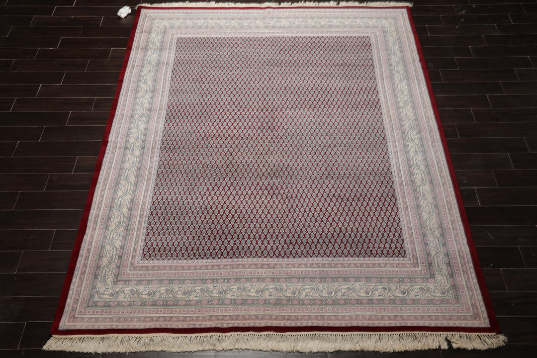 8x10 Maroon, Rose, Ivory Color Hand Knotted Tabriz New Zealand Wool Traditional Oriental Rug