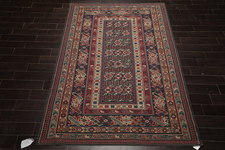 6x9 Teal, Raspberry, Ivory Color Hand Woven Kilim Wool Tribal Oriental Rug