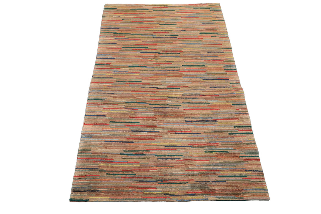 4x6 Rose, Multi, Color Hand Knotted Tibetan Wool Modern &amp; Contemporary Oriental Rug
