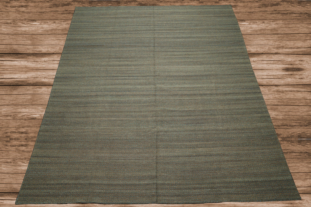 8x10 Teal, Brown, Color Hand Woven Kilim Wool Modern & Contemporary Oriental Rug