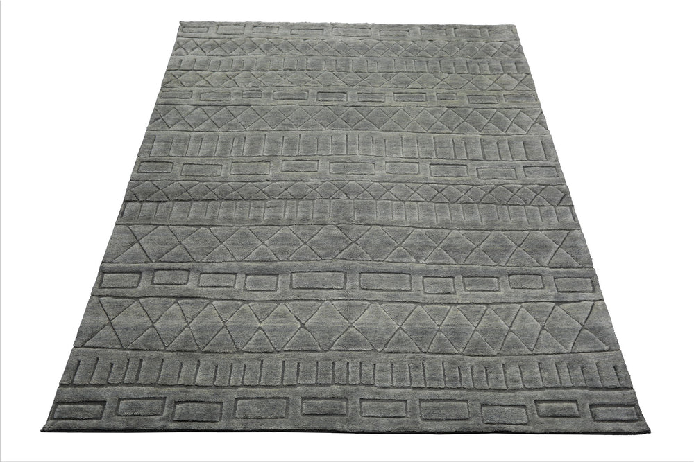 8x10 Tone on Tone Gray, , Color Hand Knotted Tibetan Wool Modern & Contemporary Oriental Rug