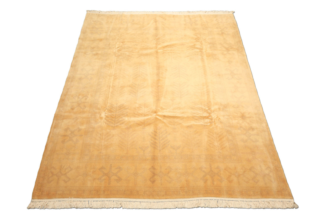 8x10 Tan, Beige, Gray Color Hand Knotted Oushak New Zealand Wool Transitional Oriental Rug