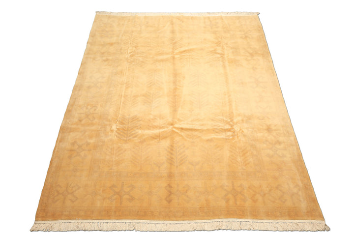 8x10 Tan, Beige, Gray Color Hand Knotted Oushak New Zealand Wool Transitional Oriental Rug