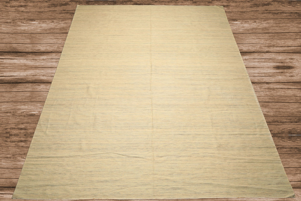 10x14 Ivory, Celadon, Multi Color Hand Woven Kilim Wool Modern & Contemporary Oriental Rug